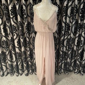 SAYLOR Gown Blush Silver Bugle Beaded Size Small